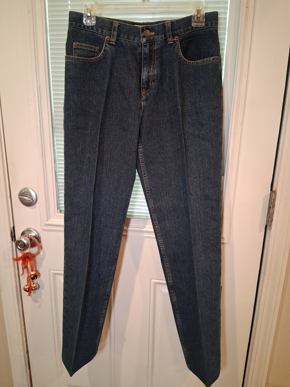 sku011 Jones New York Women's Straight Leg Jeans — Dark Blue Denim